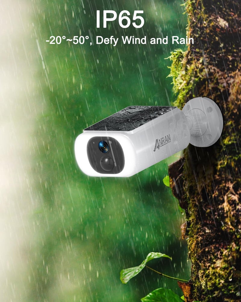 ANRAN 2K Solar Security Cameras Wireless Outdoor, 2.4Ghz WiFi Surveillance Outdoor Camera for Home Security with Embedded Solar Panel, Color Night Vision, 2-Way Talk, IP67 Waterproof, Work with Alexa - Image 2